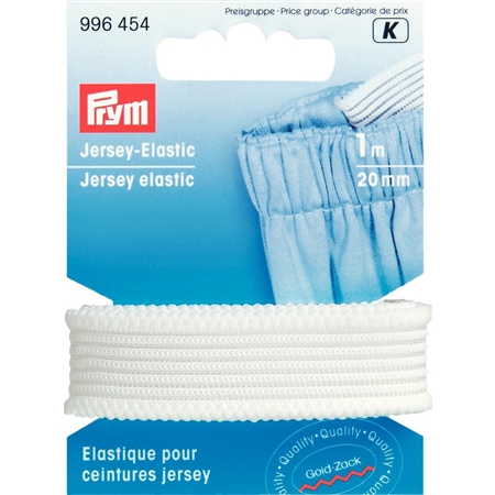 Jersey resår 1m 20mm vit