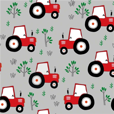 Röd traktor Grå