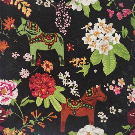 DALAHÄST BLOMMA SVART