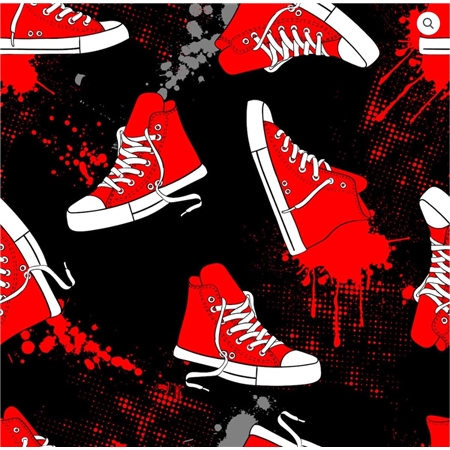 Röda sneakers jersey tyg