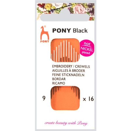 Pony Black Broderinålar 9