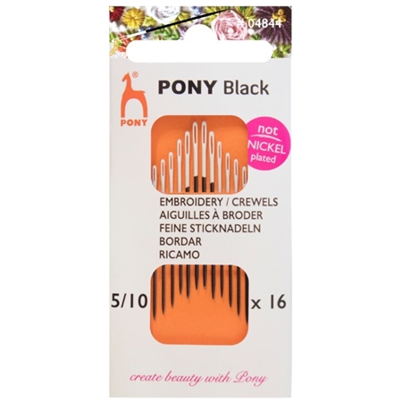 Pony Black Broderinålar 5/10