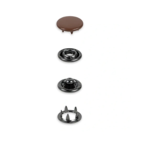 Tryckknappar Jersey, 12 mm, brun 20st