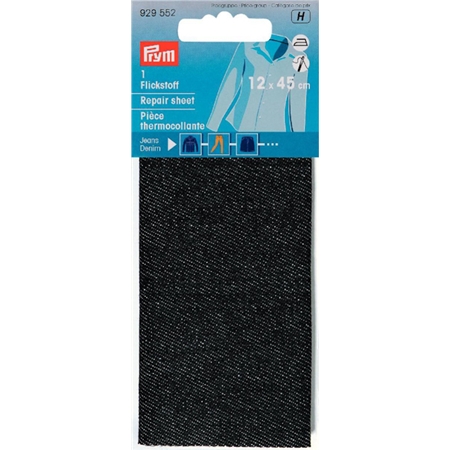 Laglapp för jeans, strykbar, 12 x 45 cm, svart