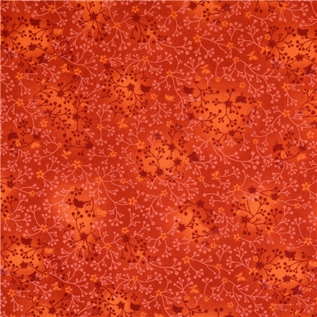 Bomullspoplin – Terracotta med blomrankor