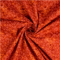 Bomullspoplin – Terracotta med blomrankor