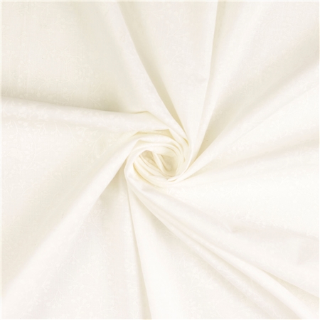 Bomullspoplin – Vit med blomrankor