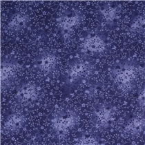 Bomullspoplin – Marinblå med blomrankor