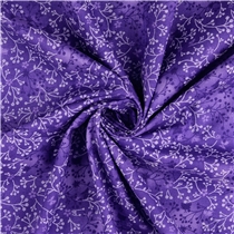 Bomullspoplin – Lila med blomrankor