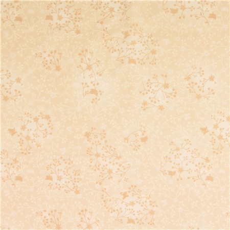 Bomullspoplin – Beige, ljus med blomrankor