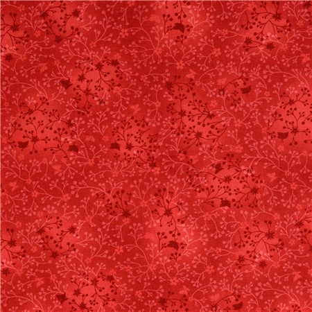 Bomullspoplin – Bordeaux med blomrankor