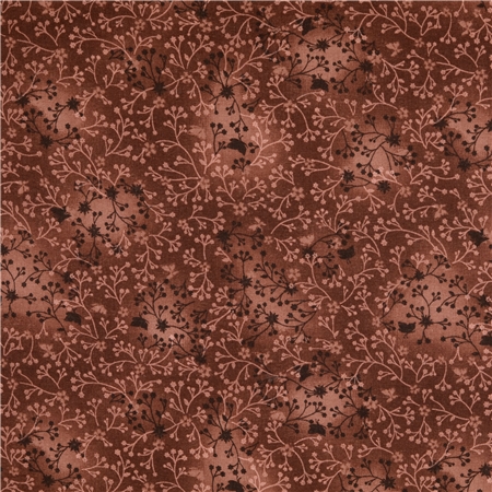 Bomullspoplin – Brun med blomrankor