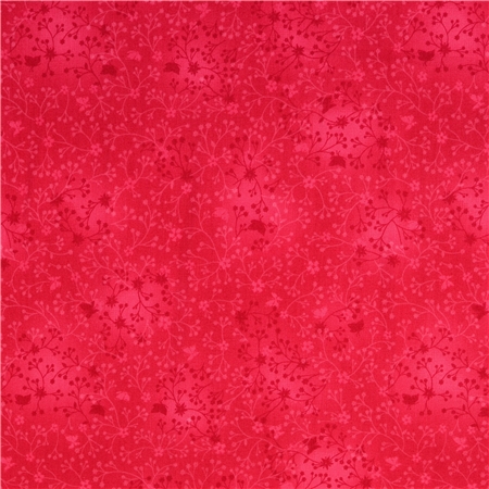 Bomullspoplin – Cerise med blomrankor