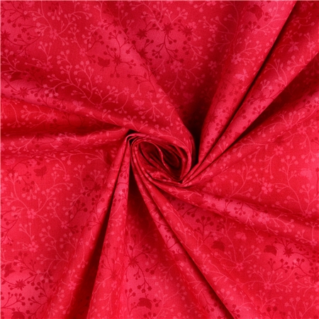 Bomullspoplin – Cerise med blomrankor