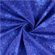 Bomullspoplin – Indigoblå med blomrankor