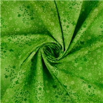 Bomullspoplin – Äppelgrön med blomrankor