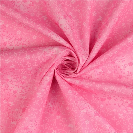 Bomullspoplin – Ljusrosa med blomrankor