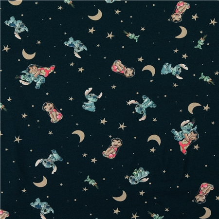 Trikåtyg Lilo & Stitch – Marinblå botten