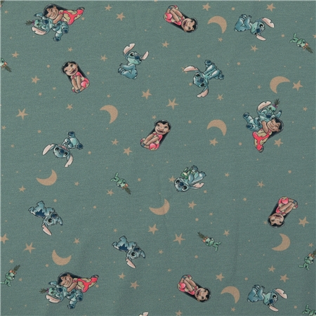 Trikåtyg Lilo & Stitch – Ljusgrön botten