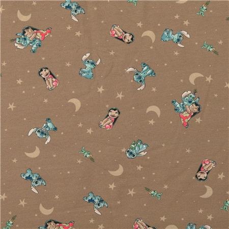 Trikåtyg Lilo & Stitch – Mörkbeige botten