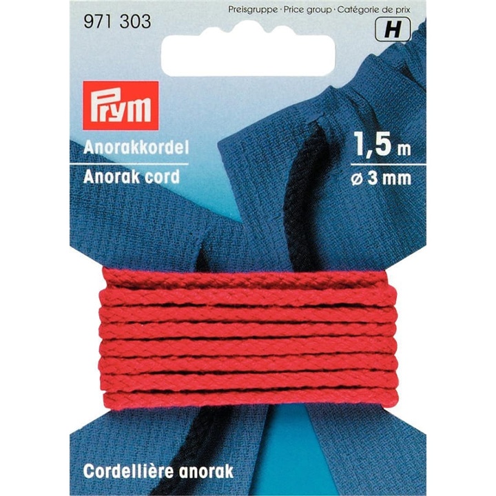 Anorakband 1,5m 3mm röd | Outlet-Sybehör - Sybehör