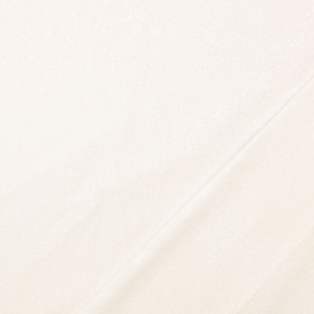 Bomullspoplin - Vit med blomrankor