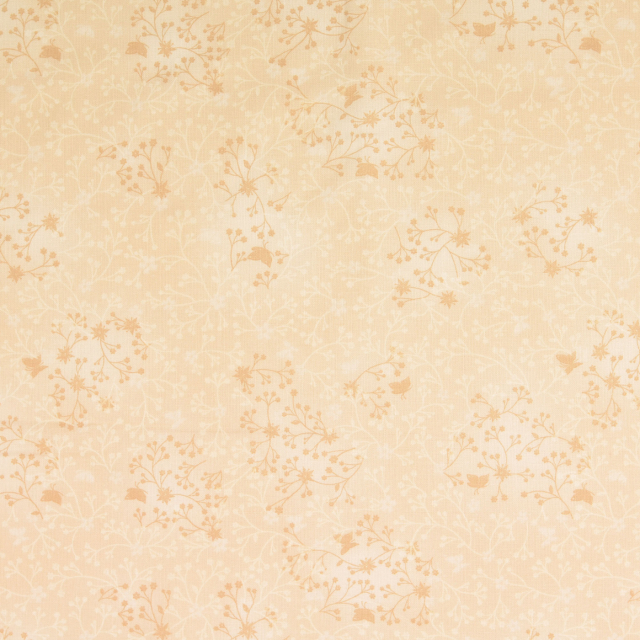 Bomullspoplin - Beige, ljus med blomrankor