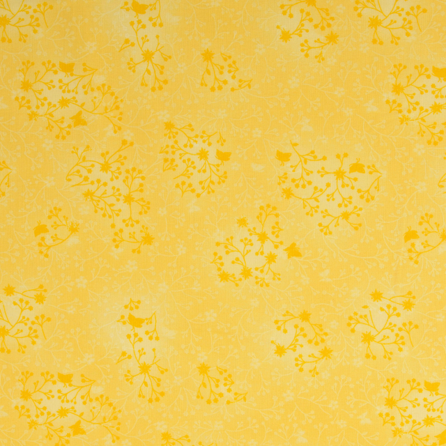 Bomullspoplin - Ockra med blomrankor