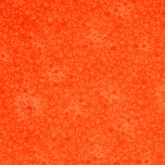 Bomullspoplin - Orange med blomrankor