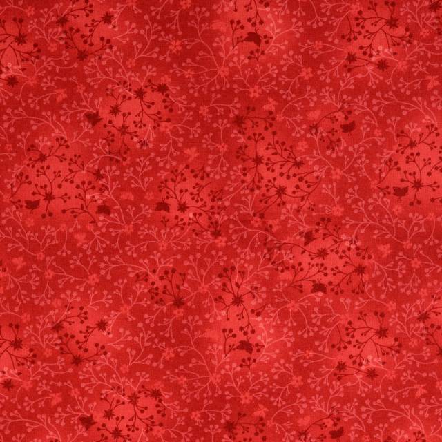 Bomullspoplin - Bordeaux med blomrankor