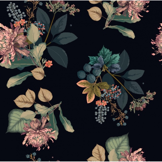 Torkade Blommor Svart