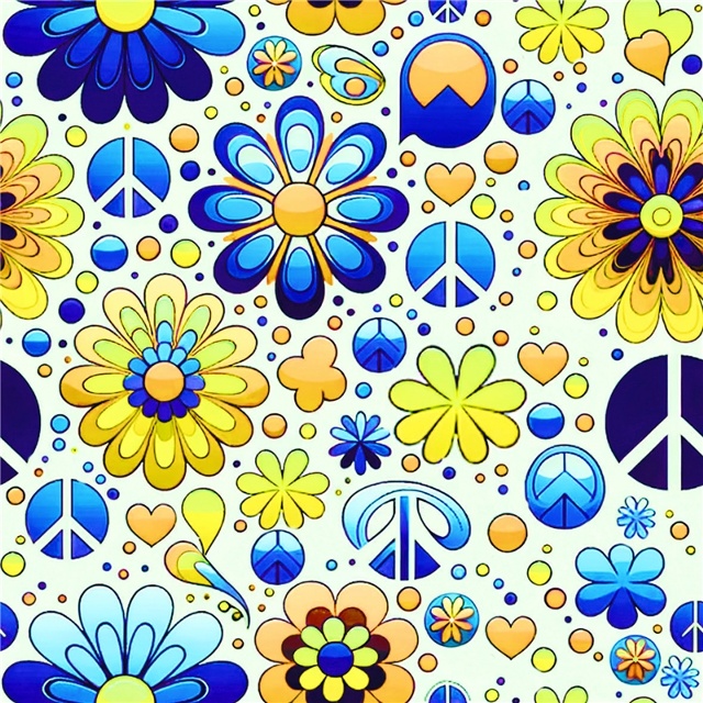 BLOMSTERPEACE BLÅ GUL