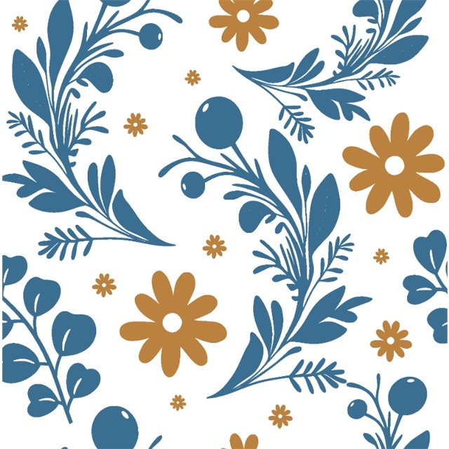 Blomsterdalar vit blå