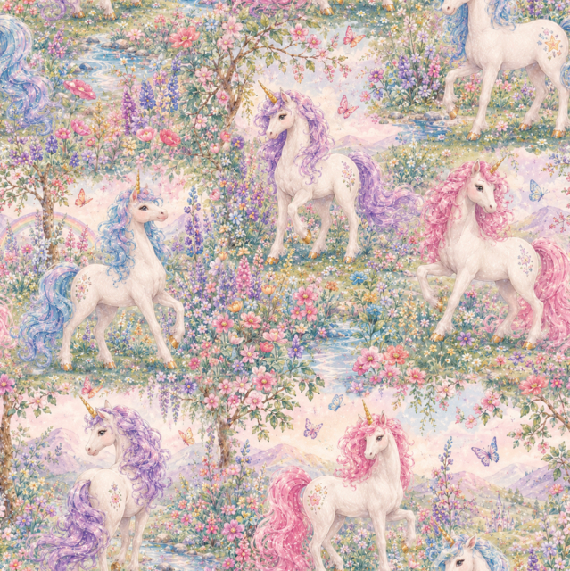 Trikåtyg Unicornisar