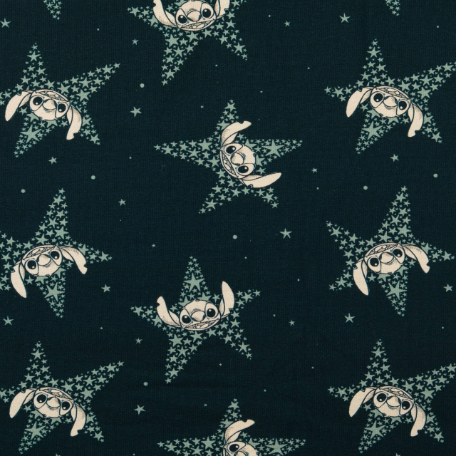 Trikåtyg Lilo & Stitch - Marinblå botten