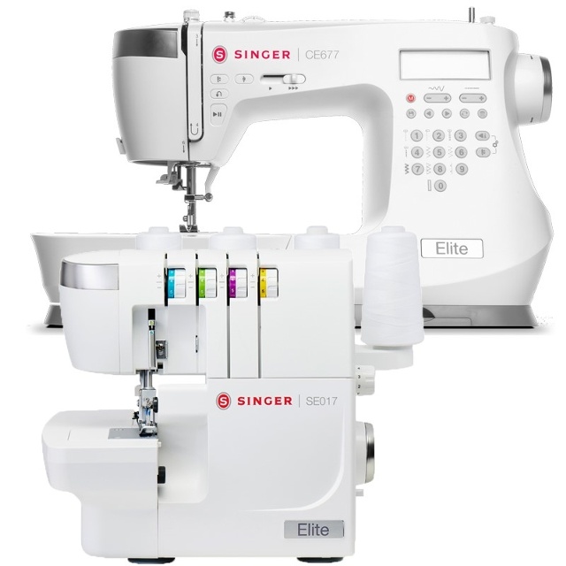 Singer Elite CE677 symaskin och Singer SE017 Elite overlockmaskin