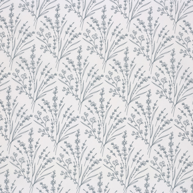 Bomullspoplin - Offwhite med ängsblommor