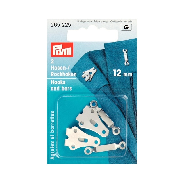 Byx- eller kjolhakar med stag, 12 mm, silverfärgad