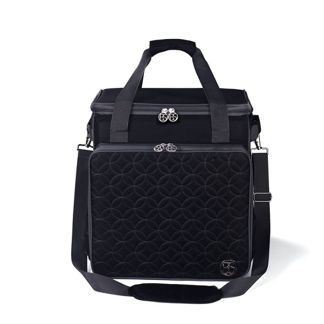 Overlockväska cirkelmönster svart 36x40x33cm