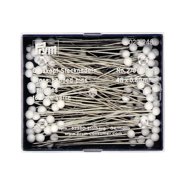 KNAPPNÅL 0.80 x 48 MM GLASHUVUD 30 GRAM