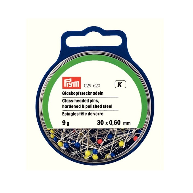 Knappnålar med glashuvud, 0,60 x 30 mm