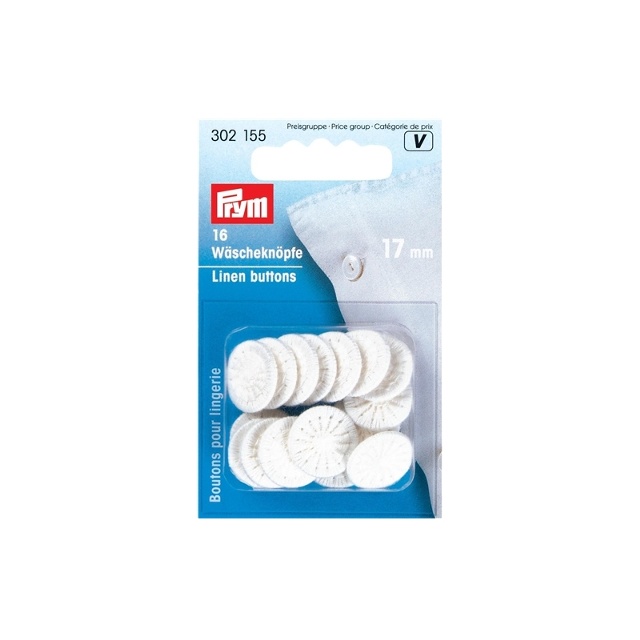 Linneknappar, 17mm, vit