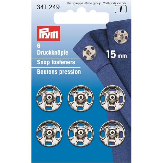 Tryckknappar 15 mm Silver