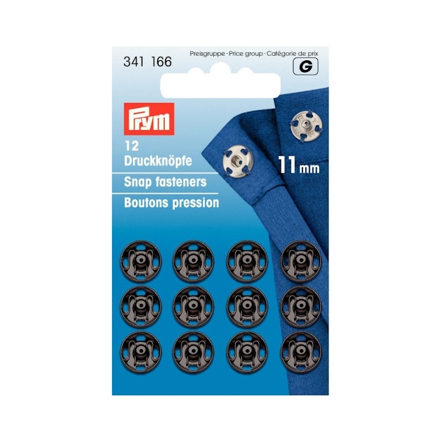 Tryckknappar, 11mm, svarta