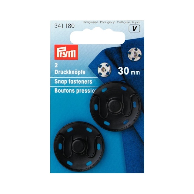 Tryckknappar, 30mm, svarta