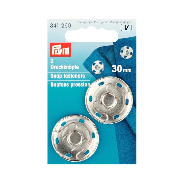 Tryckknappar, 30mm, silverfärgade