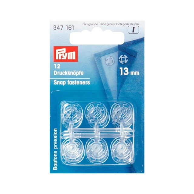 Tryckknappar, 13mm, transparent