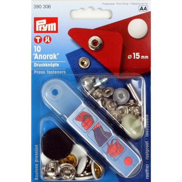 Tryckknapp ´Anorak´ 15mm, vit