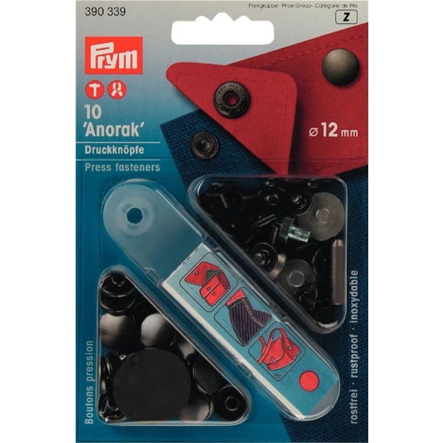 Tryckknapp 12mm Svart