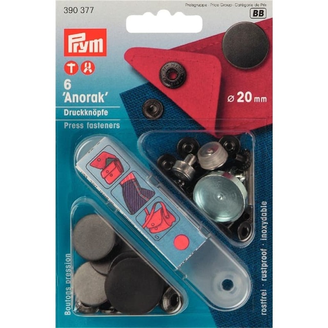 Tryckknapp 20mm Svart